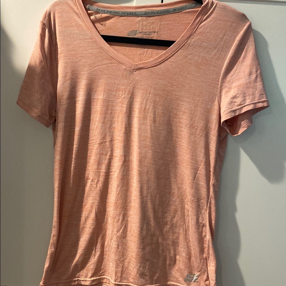 Skechers Pink Fitted V-Neck Short Sleeve Tee